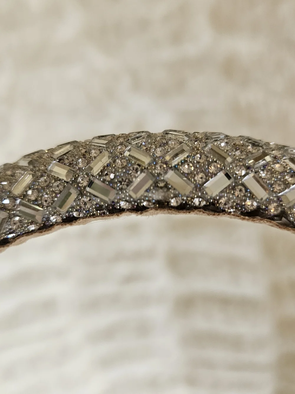 Crystal Embellished Silver Headband - Women's Accessories